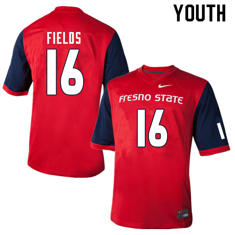 Youth #16 Rian Fields Fresno State Bulldogs College Football Jerseys Sale-Red - Click Image to Close